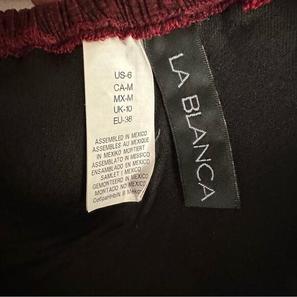 LA BLANCA Bikini Swimsuit Top Red Black Heather color women’s size 6 strappy - Picture 3 of 5